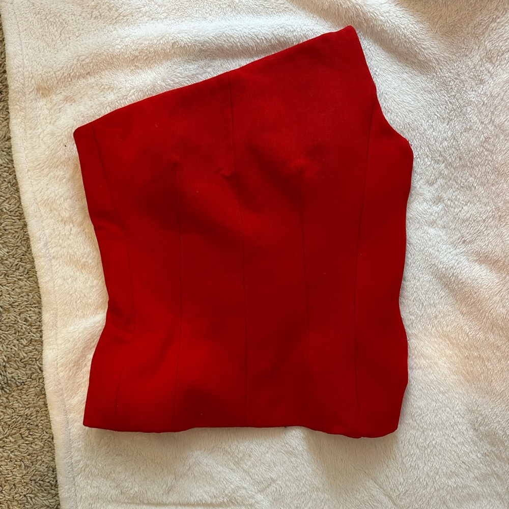 Red Strapless Top